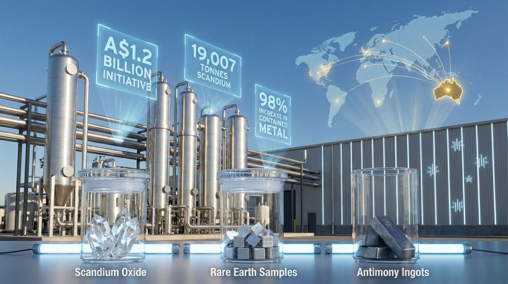 Australia's Sunrise Energy Metals critical minerals stockpile showcased.