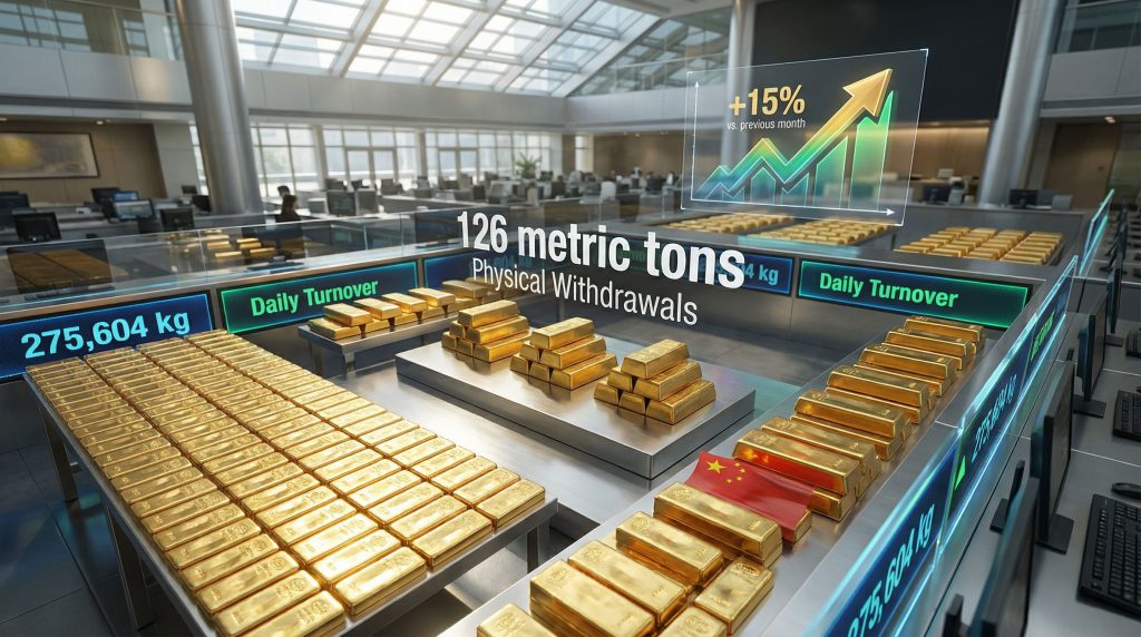 Shanghai Gold Exchange showcasing gold bars.