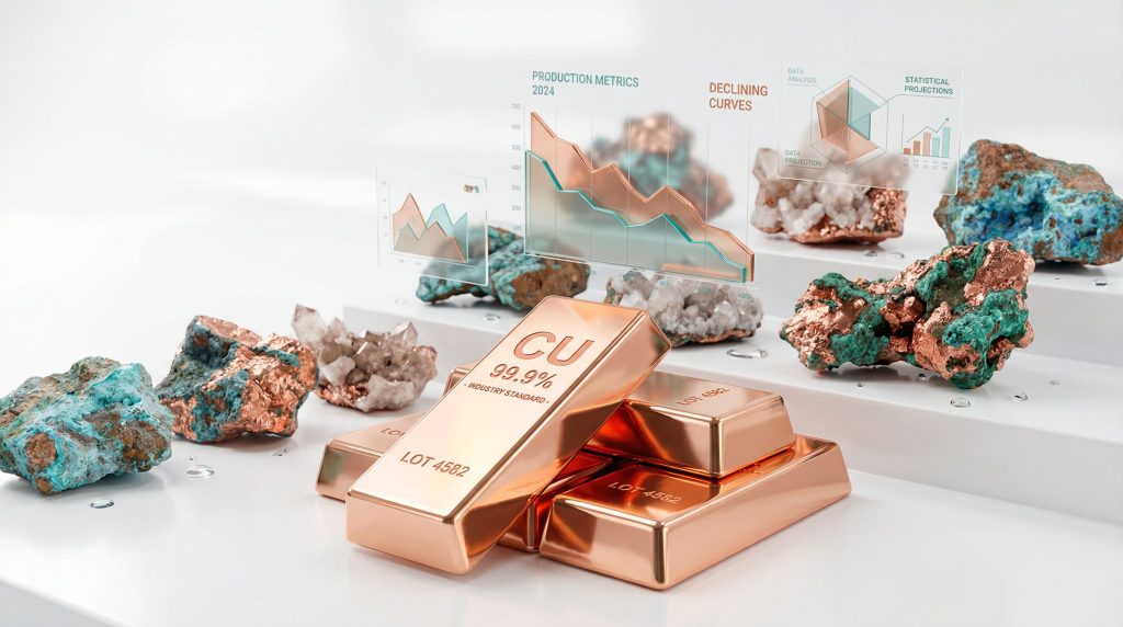 Glencore copper production decline visualization with bars.