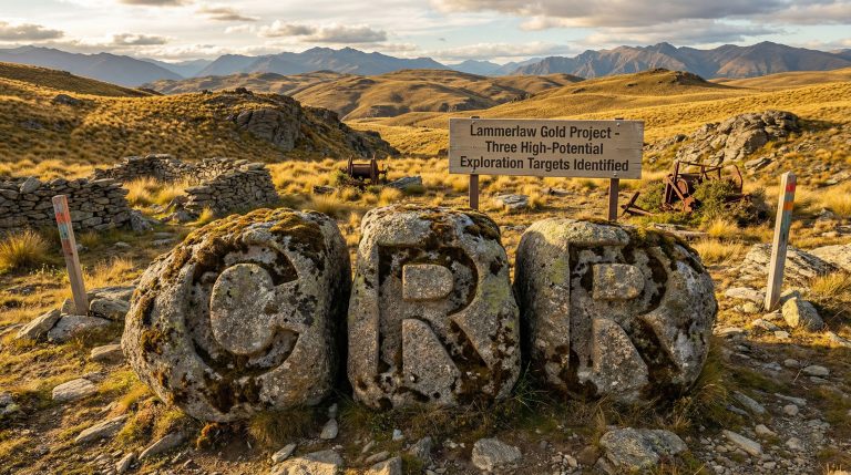 Critical Resources Ltd-CRR-Lammerlaw Gold Project sign in scenic landscape.