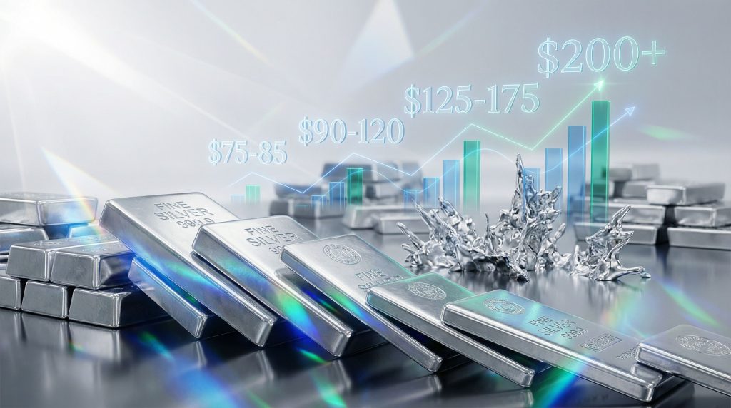 Silver market price prediction with stacked bars.