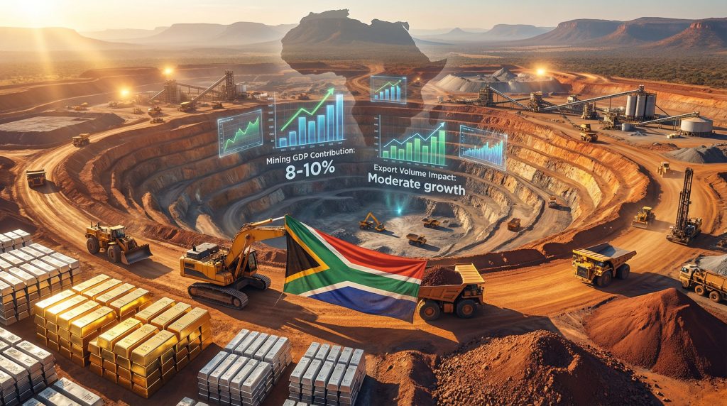 South Africa mineral sales rise; mining growth.