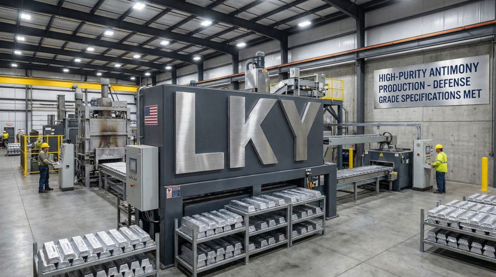 Locksley Resources Ltd-LKY-Antimony production facility with industrial machinery.