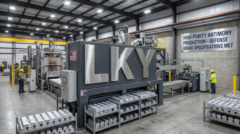 Locksley Resources Ltd-LKY-Antimony production facility with industrial machinery.