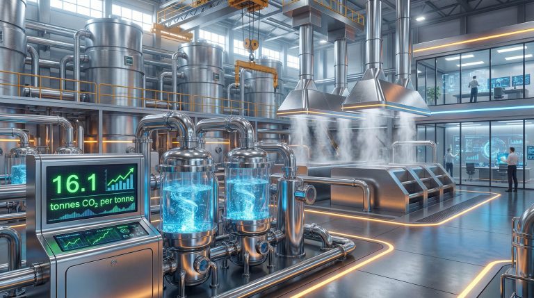 Industrial setup showcasing carbon capture technology.