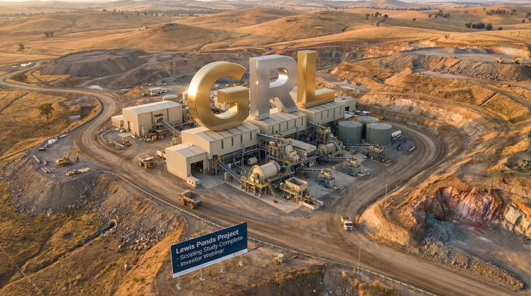 Godolphin Resources Ltd-GRL-Lewis Ponds Project industrial site aerial.