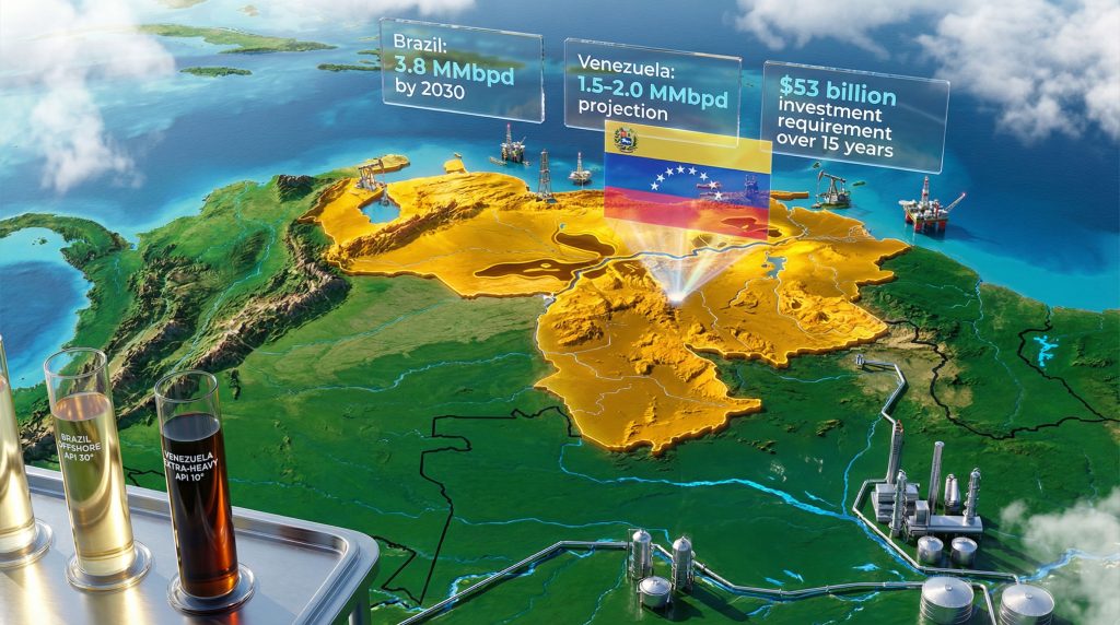 Venezuela oil production outlook map visualization.