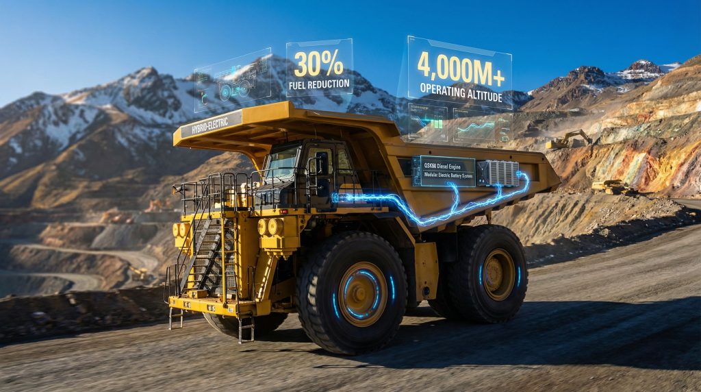 Cummins hybrid-electric haul truck in action.