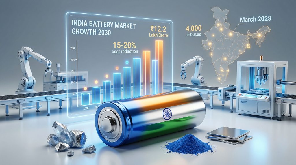 Lithium battery growth in India visualization.