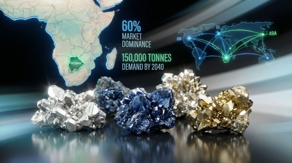 Botswana map highlighting rare earth discovery.