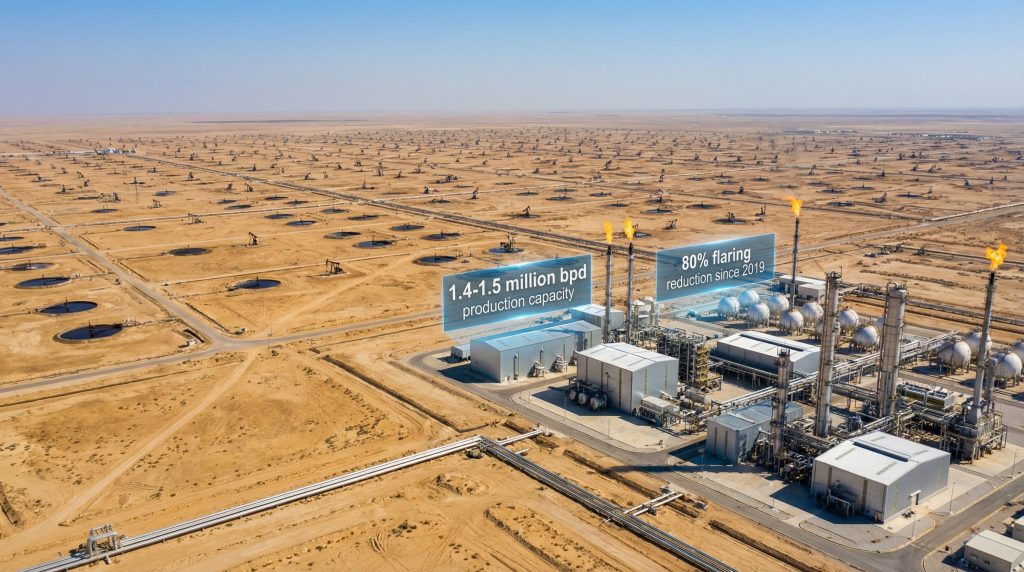 Vast landscape of Iraq's supergiant Rumaila oil field.