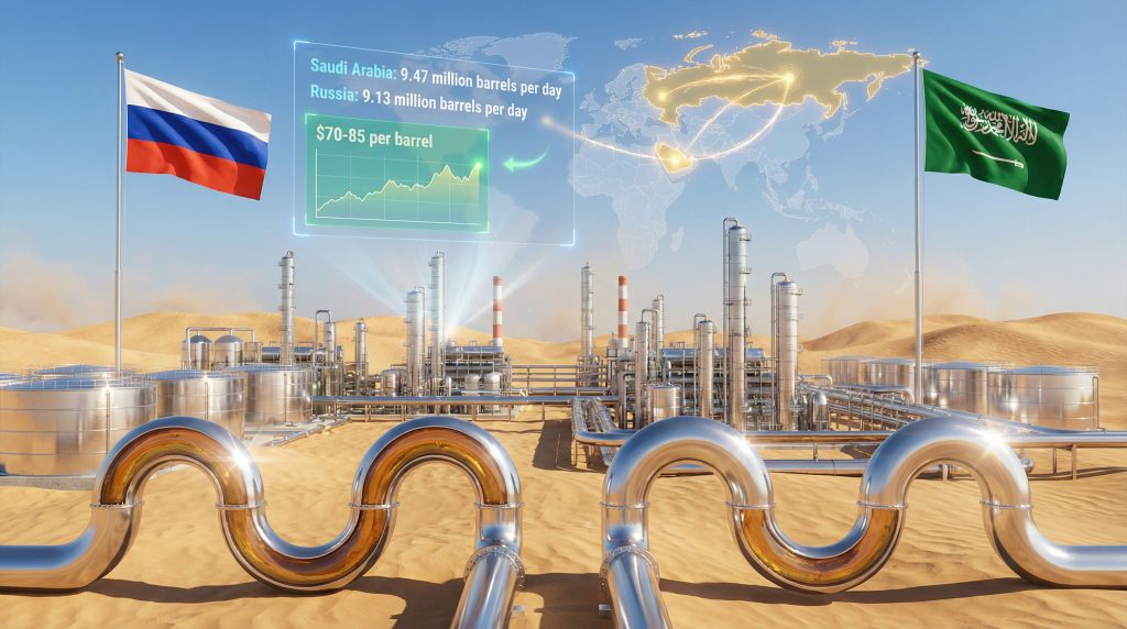 Russia-Saudi Arabia OPEC+ oil production talks.