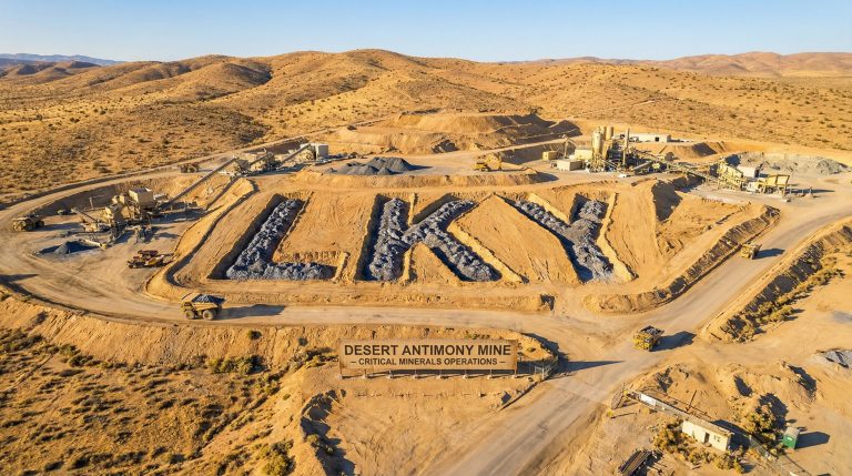 Locksley Resources Ltd-LKY-Desert antimony mine with large LKY letters.