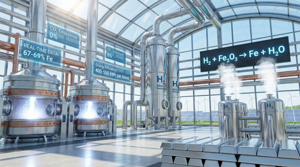 Green steel production using hydrogen technology.