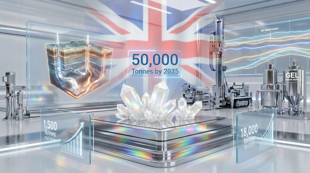 UK lithium mining operations projected growth.
