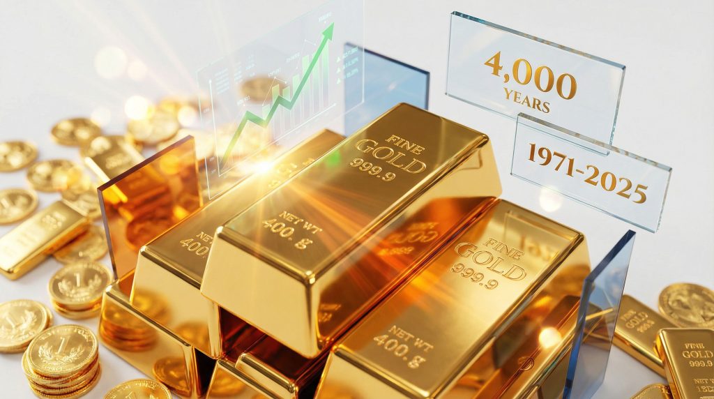 Gold as monetary refuge: bars and coins.