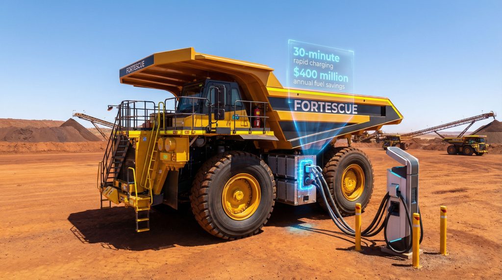 Fortescue zero-emission mining machinery charging station.
