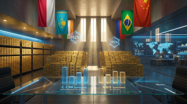 Gold reserves in central bank vault.