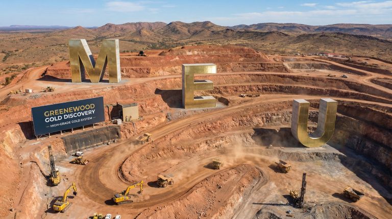 Marmota Ltd-MEU-Greenwood Gold Discovery site with machinery.