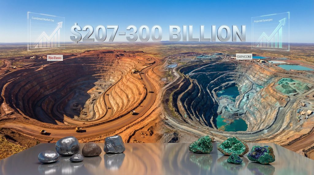 Mining industry landscape with financial projections.