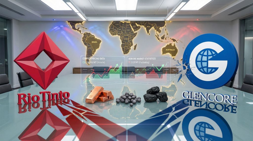 Rio Tinto and Glencore failed merger visualization.