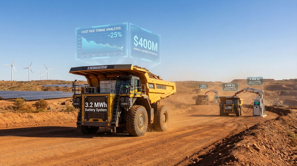 Fortescue's battery electric haul truck in action.