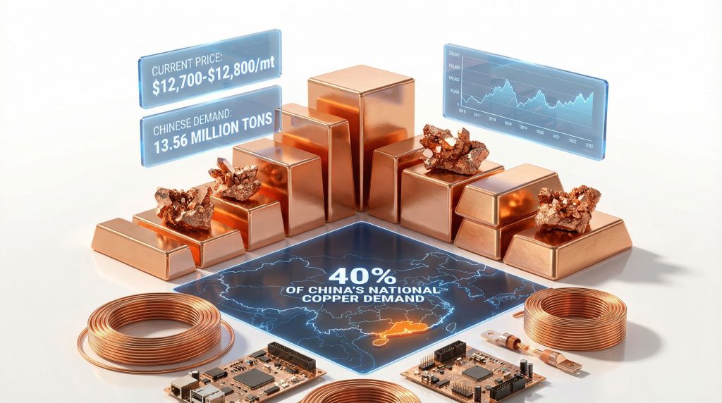 Copper price dip with China demand decrease.