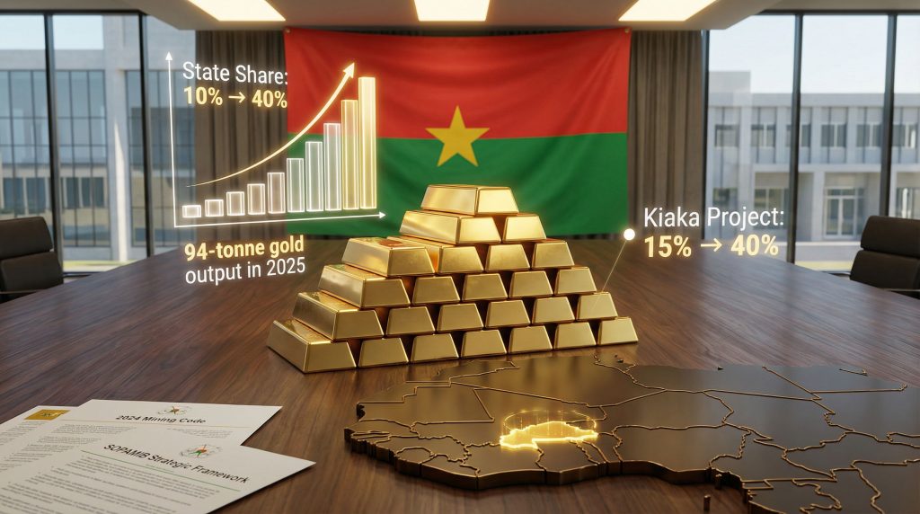 Burkina Faso gold mine state equity increase.
