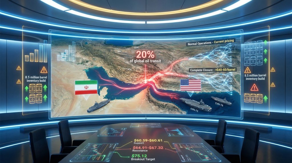 Infographic on U.S.-Iran tensions impacting oil prices.