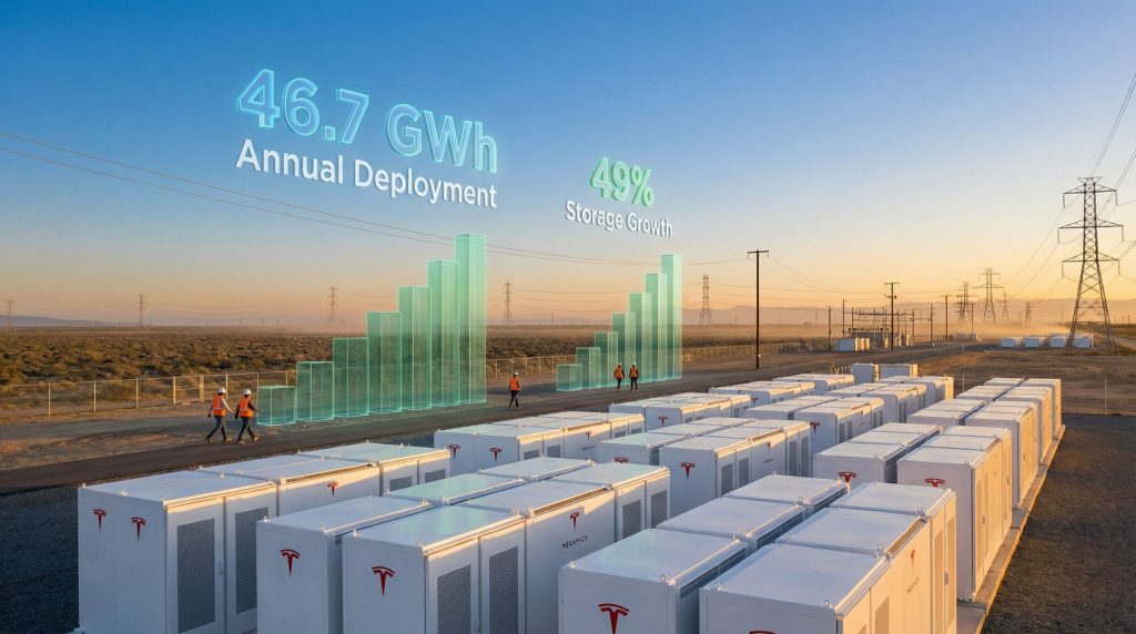 Tesla battery storage deployment record achieved.