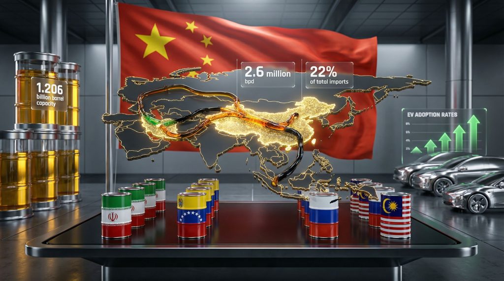 China oil imports visualized with map, barrels.