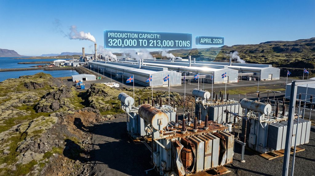 Century's Iceland aluminium smelter restart aerial view.