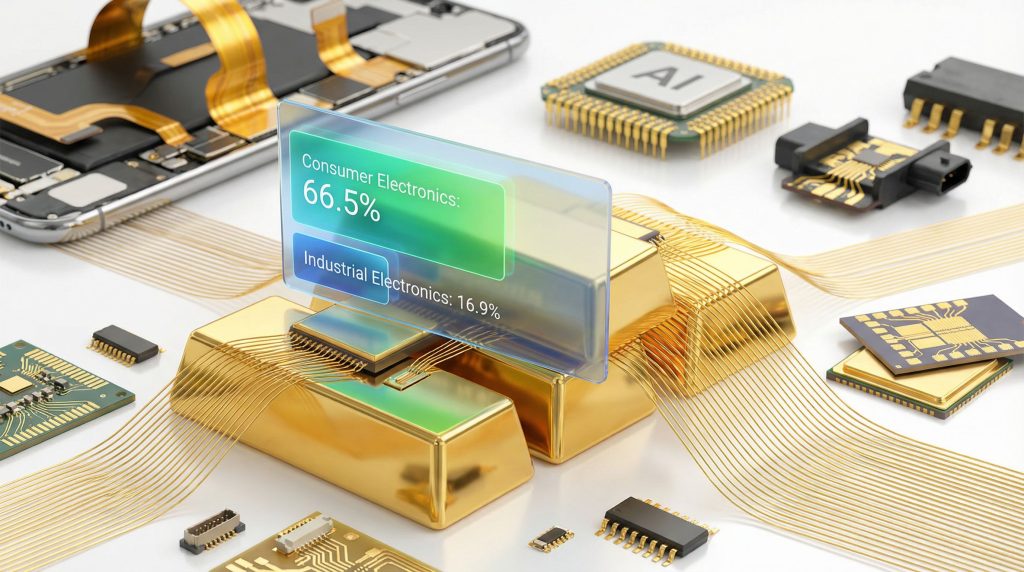 Gold in tech and industry applications.