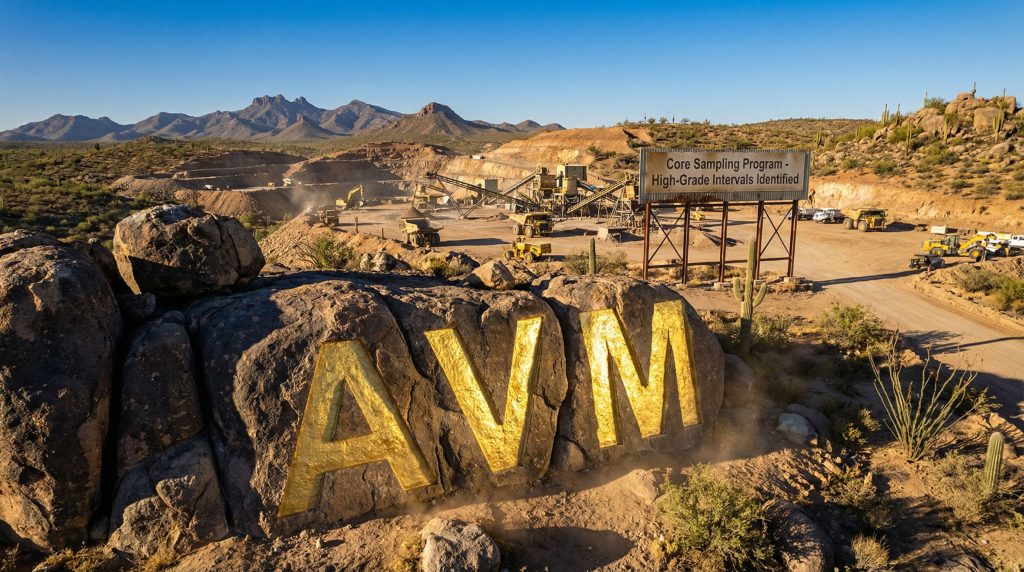 Advance Metals Ltd-AVM-AVM signage at desert mining site.
