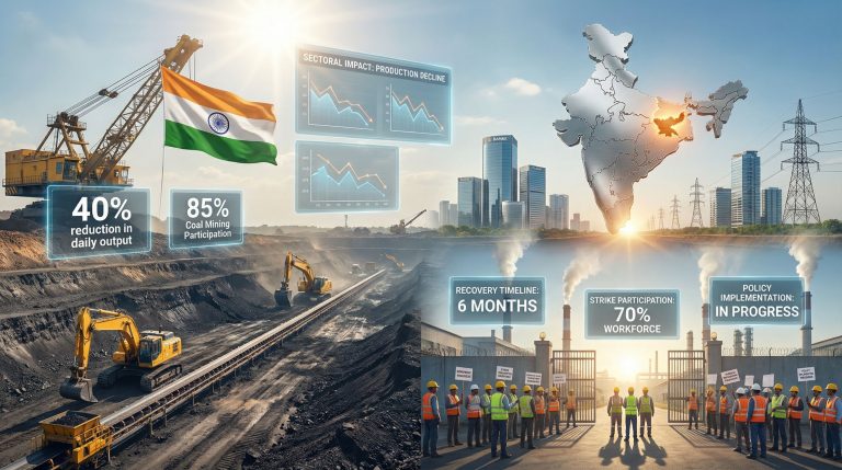 Nationwide strike against labour codes impacting economy.