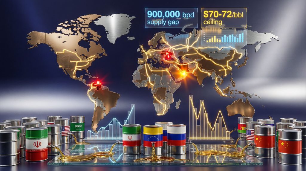 Geopolitical volatility in oil trading illustrated.
