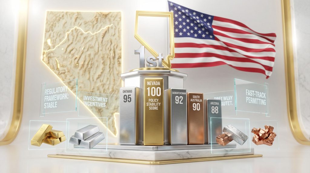 Nevada mining survey rankings podium display.