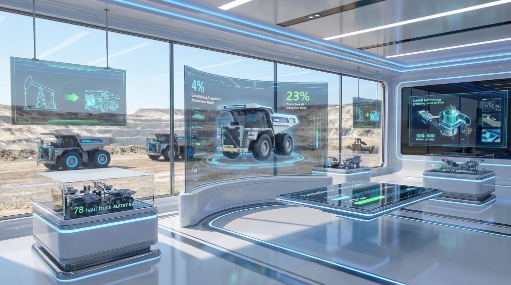 Futuristic displays showcasing innovation in mining technology.