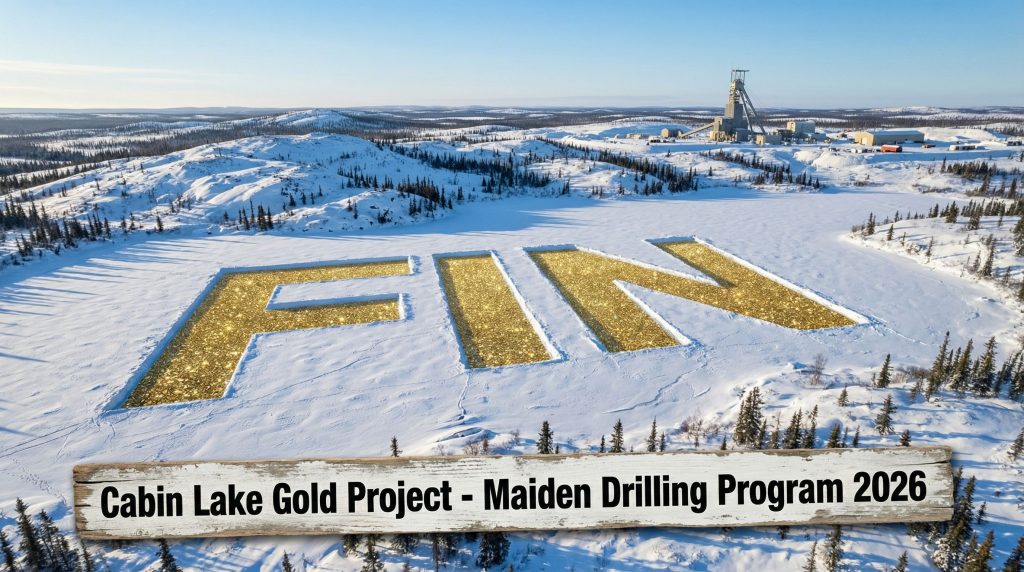 FIN Resources Ltd-FIN-Cabin Lake Gold Project in snowy landscape.
