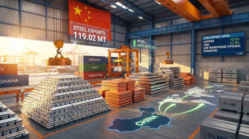China's surging metal exports warehouse scene.