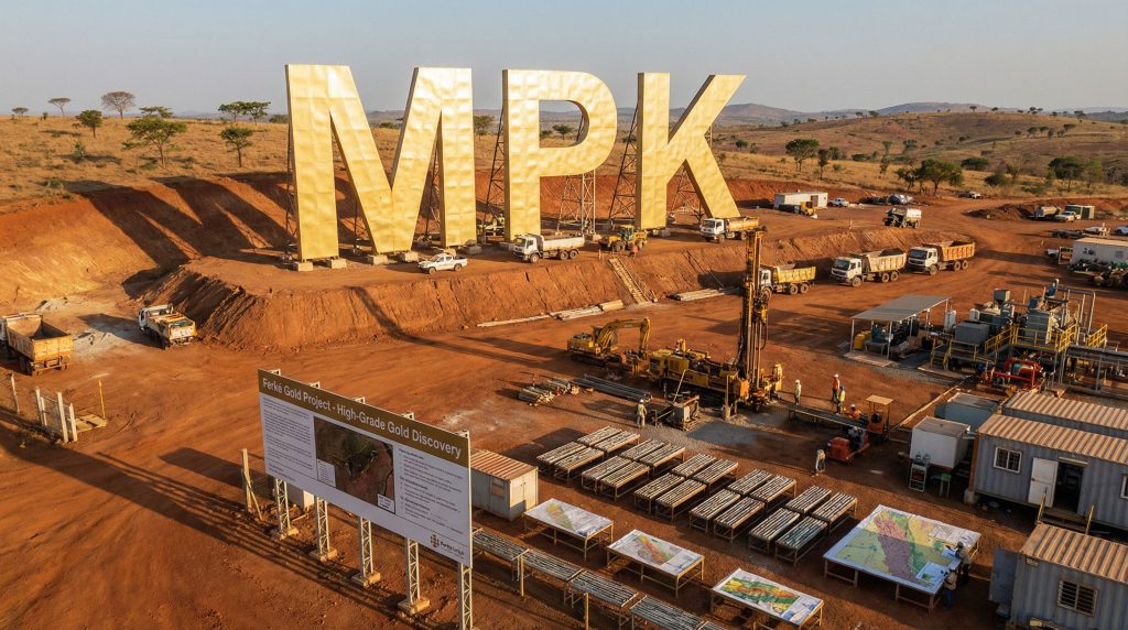 Many Peaks Minerals Ltd-MPK-Gold mining site with large MPK letters.