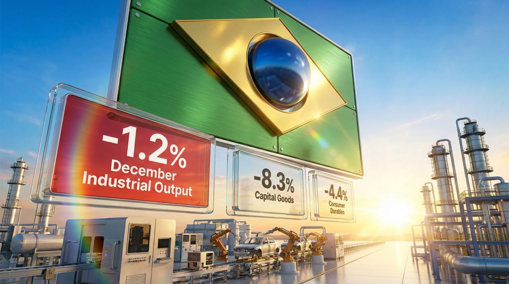 Brazil's industrial output decline illustrated visually.