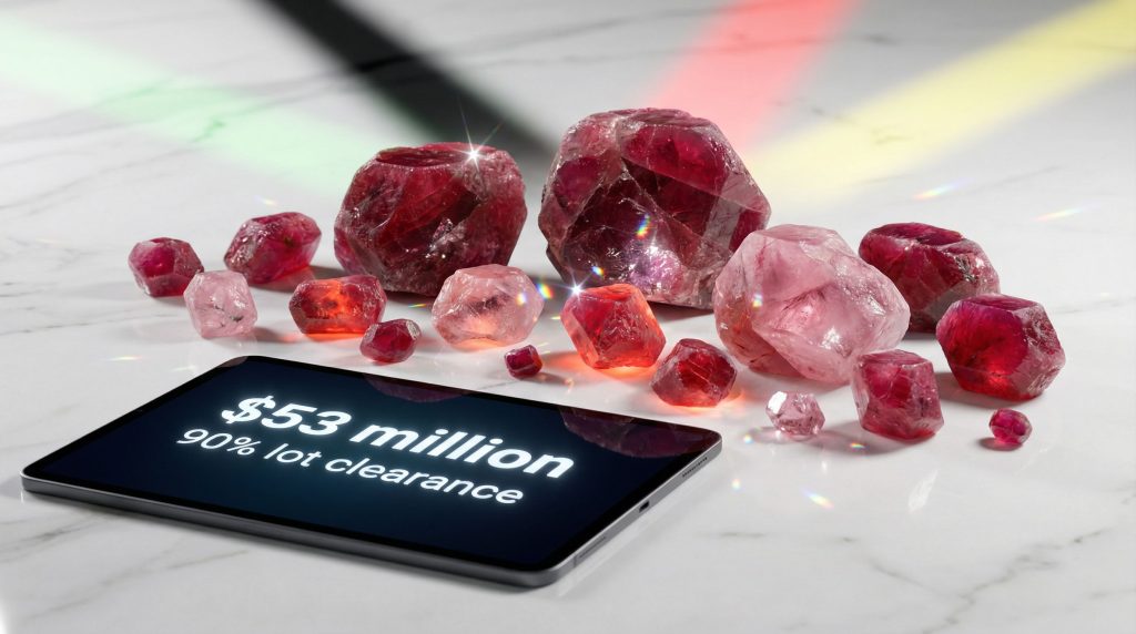 Gemfields ruby auction displays stunning gemstones.