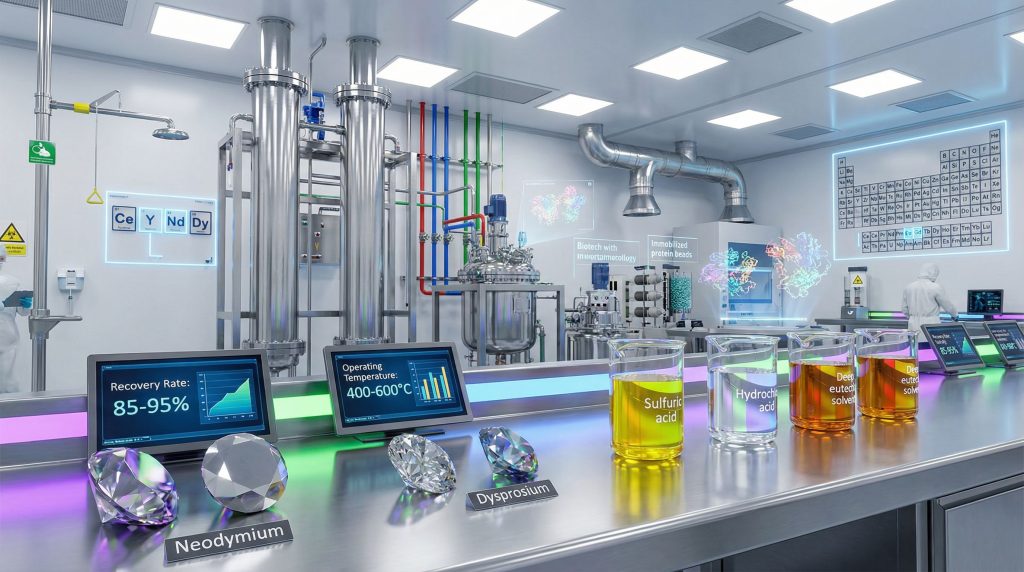 Laboratory setup for leaching rare earth elements.