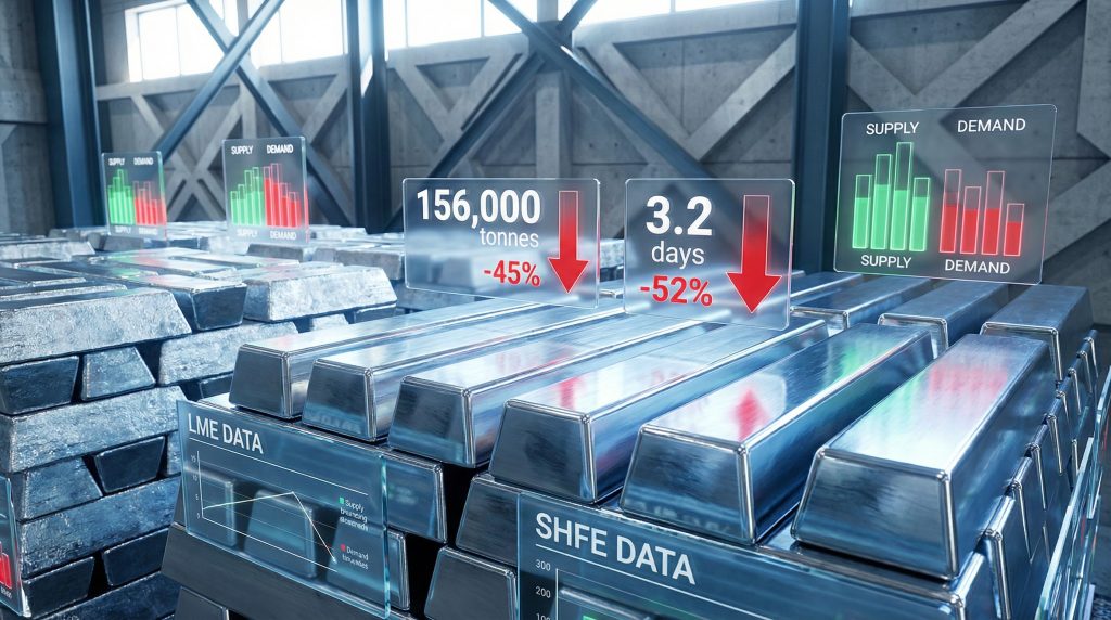 Zinc market data showing declining supply.
