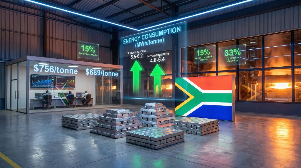 Energy efficiency in manganese ferroalloys production.