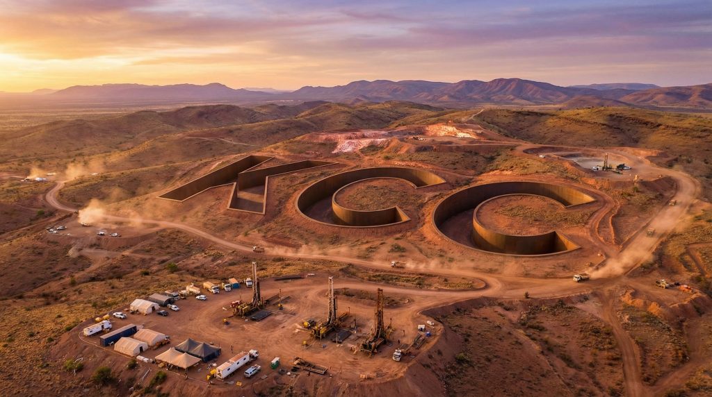 Kincora Copper Chess Depositary Interests 1:1-KCC-KCC logo carved into desert landscape.