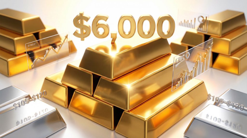 Gold bars illustrating $6,000 forecast growth.