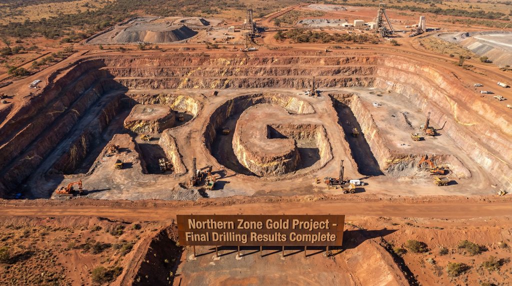 Riversgold Ltd-RGL-Northern Zone Gold Project aerial view.