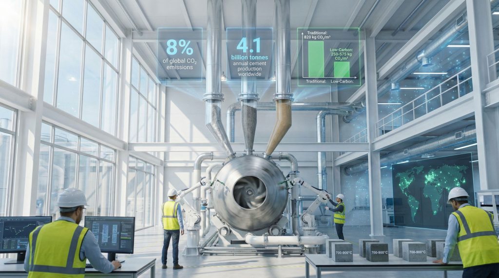 Industrial facility showcasing low-carbon concrete technology.